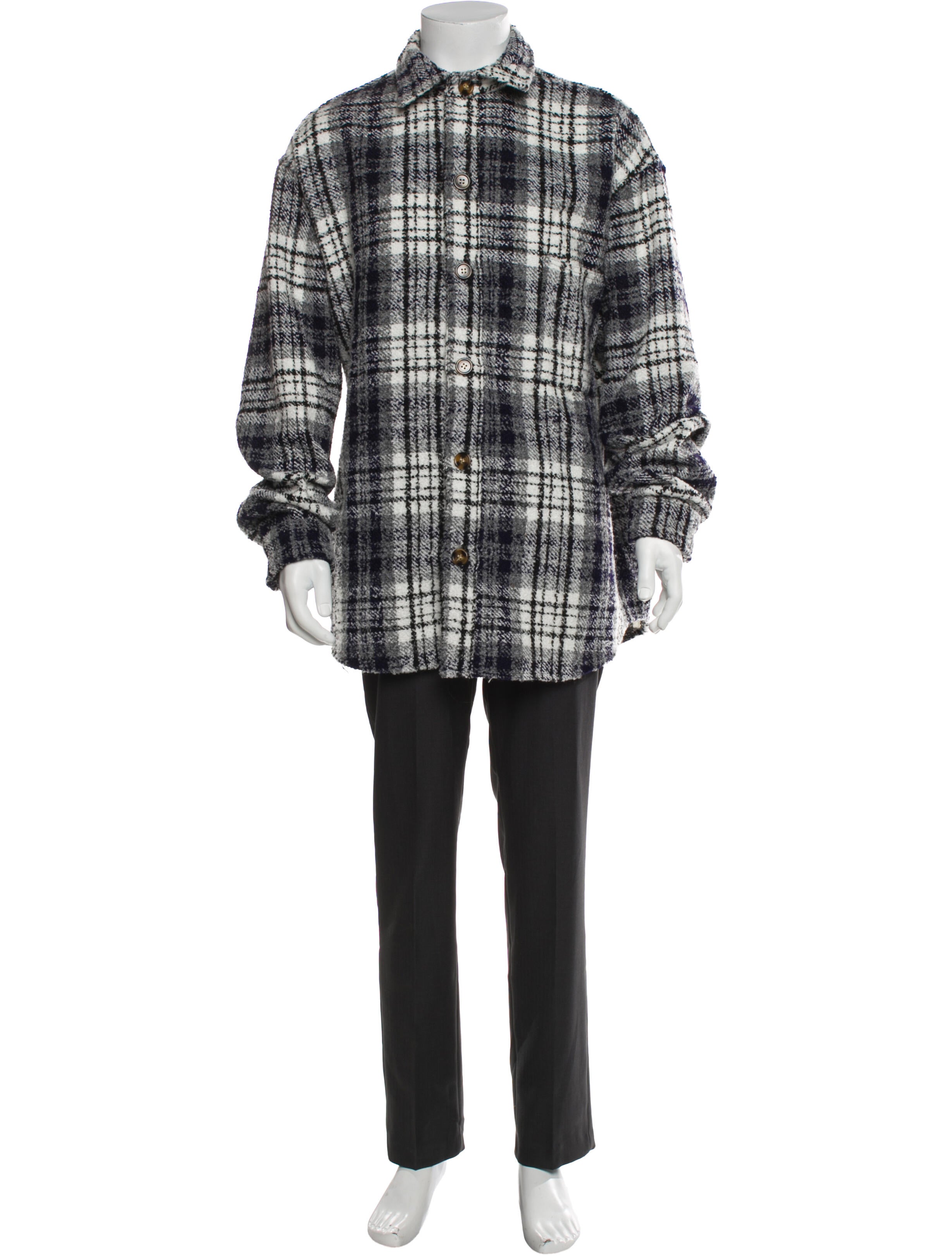 Fucking Awesome Plaid Print Overcoat